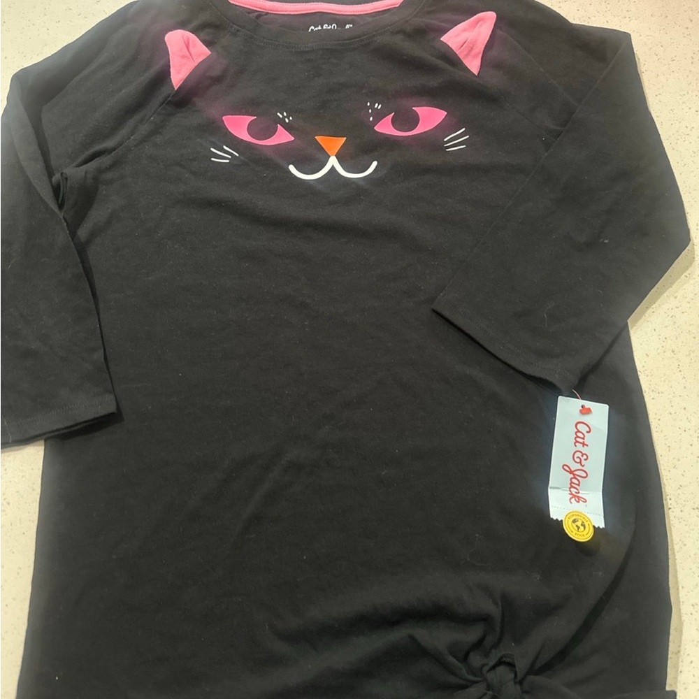 Cat & Jack Black Cat Face Long Sleeve Shirt